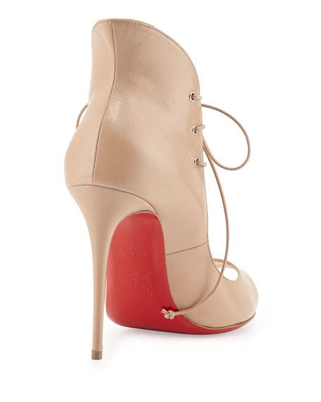 Christian Louboutin Mega Vamp Lace Up Red Sole Pump Nude