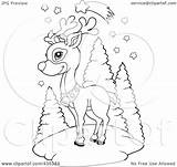 Rudolph Reindeer Outline Coloring Nose Clipart Under Illustration Shooting Star Royalty Visekart Rf sketch template