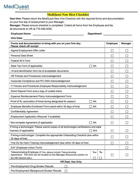 hiring checklist template tutoreorg master  documents