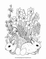 Coloring Pages Spring Easter Flowers Printable Colouring Bunny Flower Bunnies Adult Primarygames Målarböcker Books Sheets Cards Kids Mandala Etc Choose sketch template