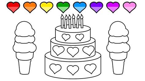 learn colors  kids  color  ice cream cake coloring page youtube