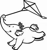 Fly Cute Elephant Coloring Pages Guy Kite Cartoon Getcolorings Insider Wecoloringpage sketch template