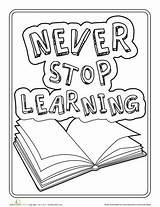 Coloring Pages Learning Education Quote Motivational Stop Never sketch template