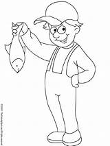 Fisherman Coloring Pages Colouring Kids sketch template