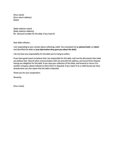 debt collection letter template addictionary