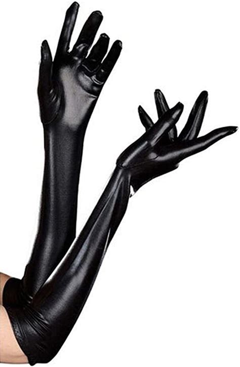 aoneky long leather black sexy gloves ladies long sleeve leather