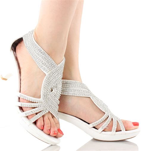 jjf shoes  womens strappy rhinestone dress sandal  heel white size  ebay