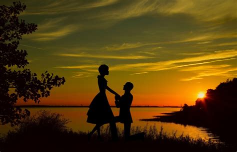 free images silhouette lovers couple flower proposal engagement woman man husband