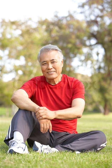Senior Man Relaxing After Exercise Stock Image Colourbox