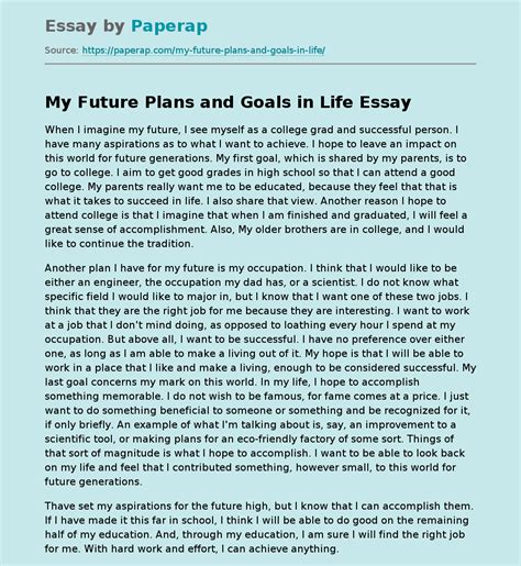 future plans  goals  life college  assignment speech    words