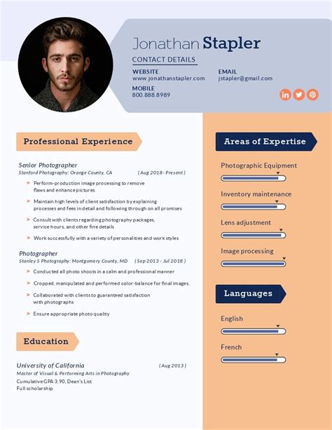 photography resume template