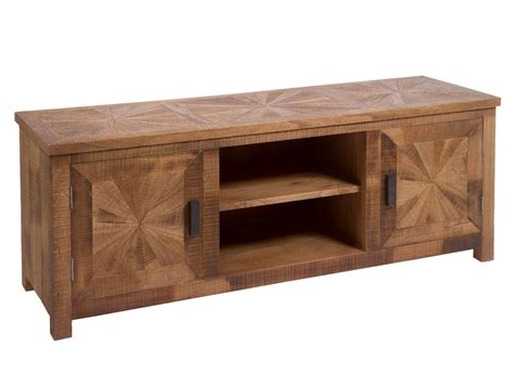 mueble tv madera maciza estilo rustico  acabado envejecido