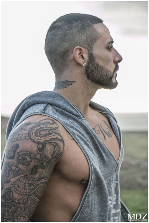 jorge tattoo ink workout chest beard male model mdz