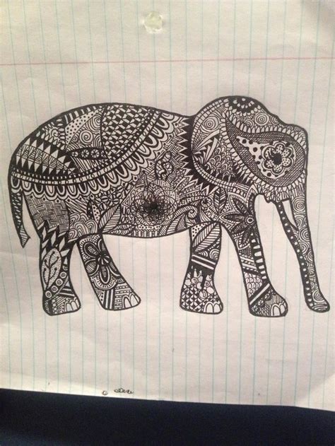 zentangle elephant zentanglesdoodles  pinterest elephants