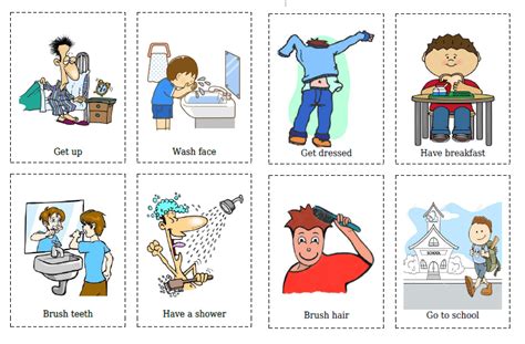 daily routine activities flashcards   printable daily