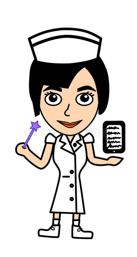 Cute Cartoon Nurse In White Dress Stock Vector Illustration Of
