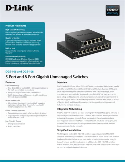 link dgs   port gigabit unmanaged metal desktop switch  port
