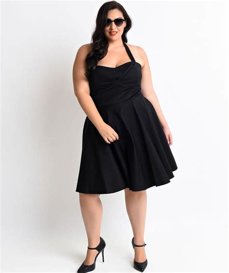 Black Halter Dress Plus Size Pluslook Eu Collection