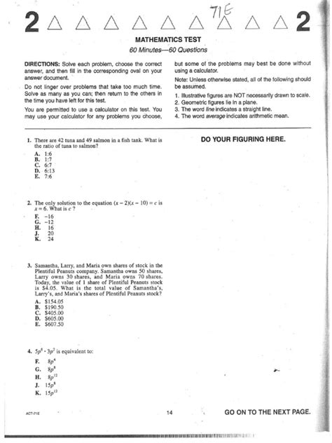 printable act practice tests