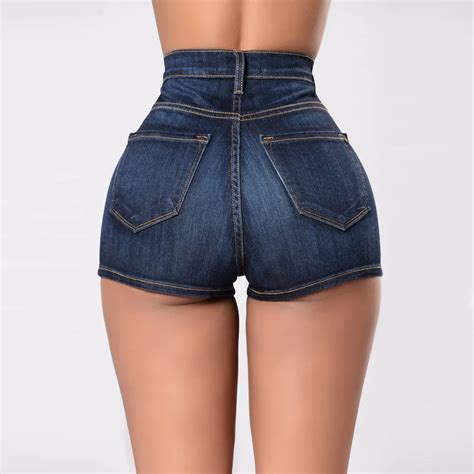 2019 sexy women denim shorts high waist female classic blue jeans slim