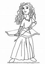 Merida Coloring Disney Pages Brave Princess sketch template