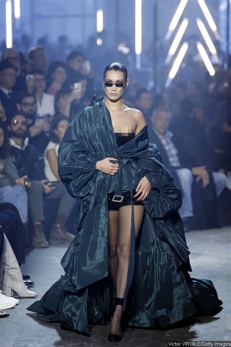 Bella Hadid Suffers Nip Slip On The Runway At Paris Fashion Week