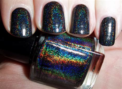 polishloving glitter gal black holographic  color club revvvolution