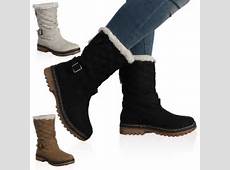 Quilted Womens Faux Fur Grip Sole Winter Snow Boots Shoes Size 5 10