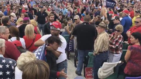 watch man in “gays for trump” shirt assaults protester at