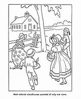 Coloring Children Pages American Early Colonial House Prairie Little School Pioneer Printables Kids Laura Ingalls Wilder Sheets Life Colouring America sketch template