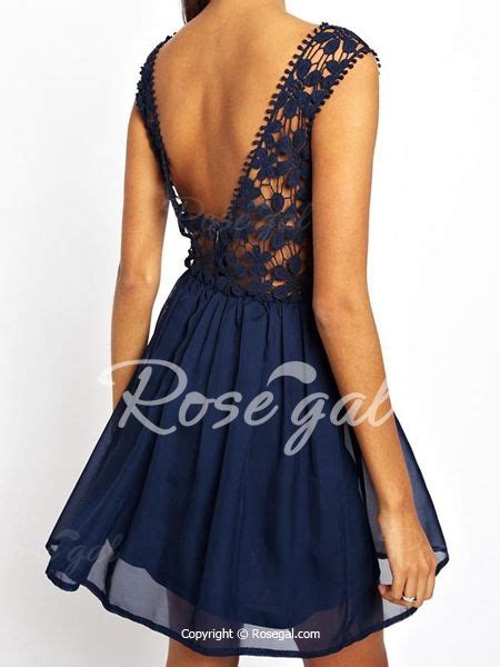 fashionable scoop neck backless lace splicing dress for