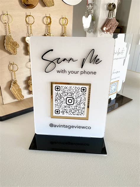 acrylic single qr code sign   order  vintage view