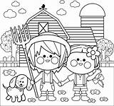 Coloring Kids Farm Clip Illustrations Children Vector sketch template