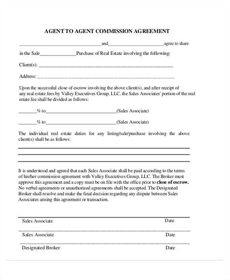 commission sharing agreement template hq template documents
