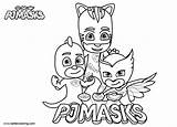 Pj Coloring Pages Mask Characters Clipart Printable Kids Masks Color Print sketch template