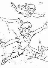Pan Peter Tinkerbell Coloring Pages Flying Boy Young sketch template