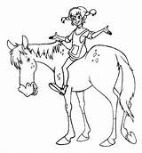 Coloring Horse Pippi Longstocking Riding sketch template