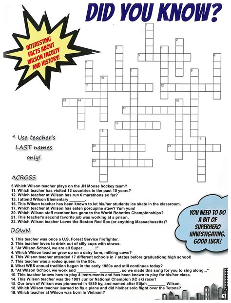 fun crossword puzzle   great idea   yearbook