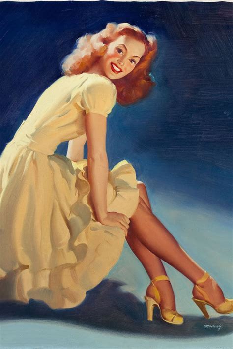 8x11 Romantic Dress By Medcalf Pinup Girl Art Deco 1940s Pin Up