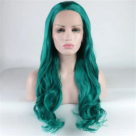 fantasy beauty blue super wave hair wigs long blue wavy wig synthetic lace front wigs heat