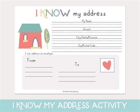 editable address kids activity address practice homeschool printable