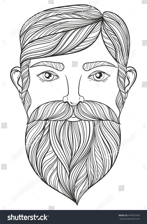 vector zentangle portrait man mustache beard stock vector