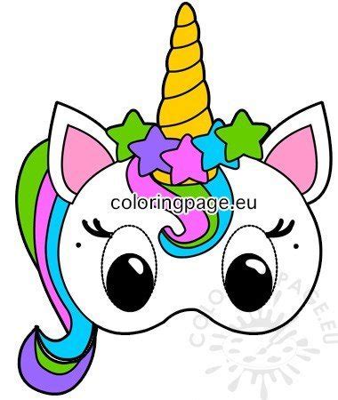 printable unicorn party paper mask coloring page