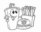 Coloring Pages Food Burger Mcdonalds Kids Fries French Printable Fast Faces Color Drink Junk Unhealthy Web Fry Carnival Cute Drawing sketch template