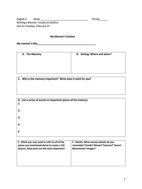 fillable  writing  memoir create  outline fax email print