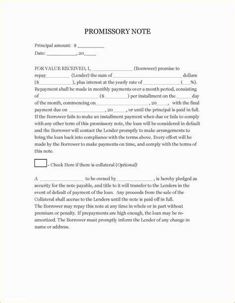 florida promissory note template   printable promissory note