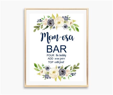momosa bar sign navy boho floral mom osa bar sign printable etsy