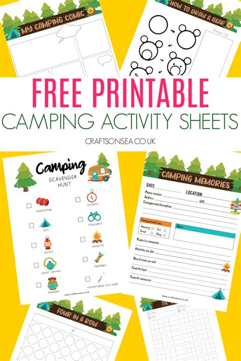 camping activity sheets  printables crafts  sea