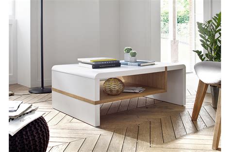 table basse design blanc laque mat  chene massif cbc meubles
