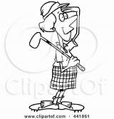 Golfer Female Cartoon Clip Viewing Toonaday Outline Illustration Royalty Rf Clipart 2021 sketch template